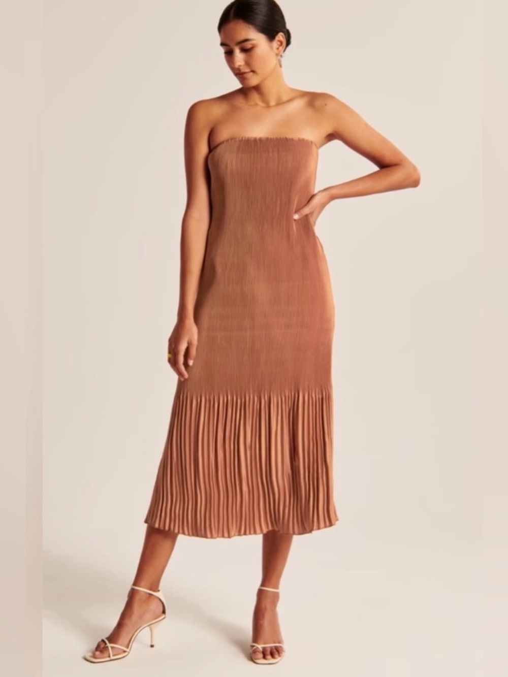 Abercrombie & Fitch Rust Pleated Midi Skirt